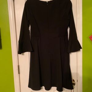 Long Bell Sleeved Black Dress